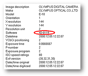 Olympus E-10 Metadaten [Abbildung: MediaNord]