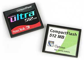CF-Karten SanDisk und Optosys 512MByte [Foto: MediaNord]